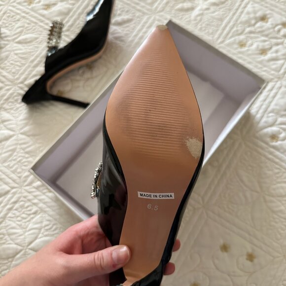 Crystal Embellished Black Patent Heels - Picture 7 of 8